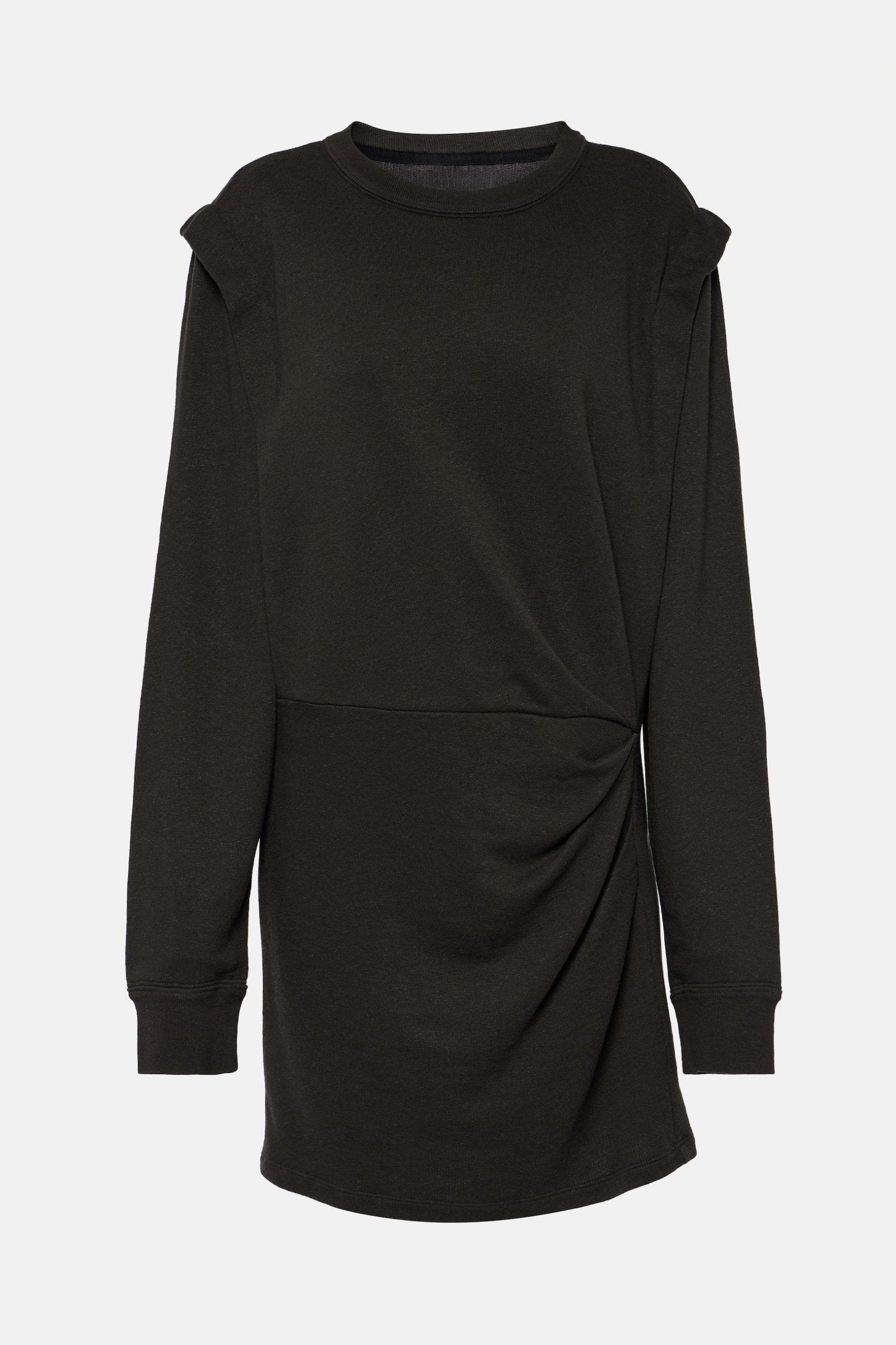 Stylish ruched sweatshirt dress in black.