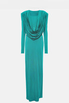 Elizabeth Long Green Jersey Draped Dress - FELIPE ALBERNAZ