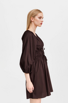 Chic brown minidress crafted from soft poplin cotton, perfect for everyday wear.