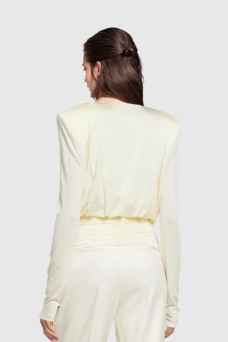 Alice Off-White Jersey Draped Top - FELIPE ALBERNAZ