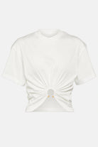 Stylish embellished crop top t-shirt made from organic cotton.