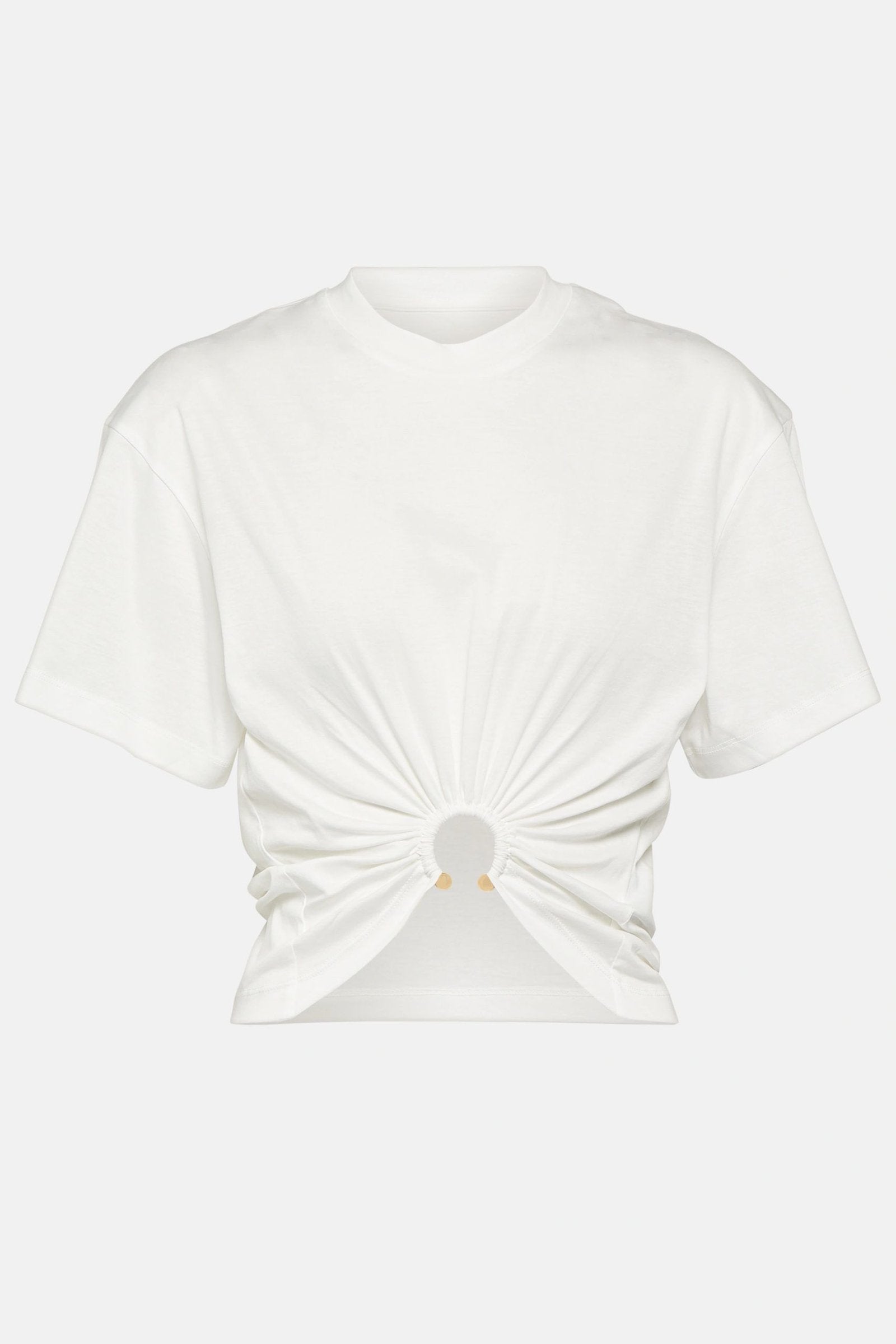 Stylish embellished crop top t-shirt made from organic cotton.