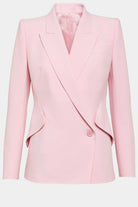 Sheila Pink Jacket in pastel pink with flattering front pockets.