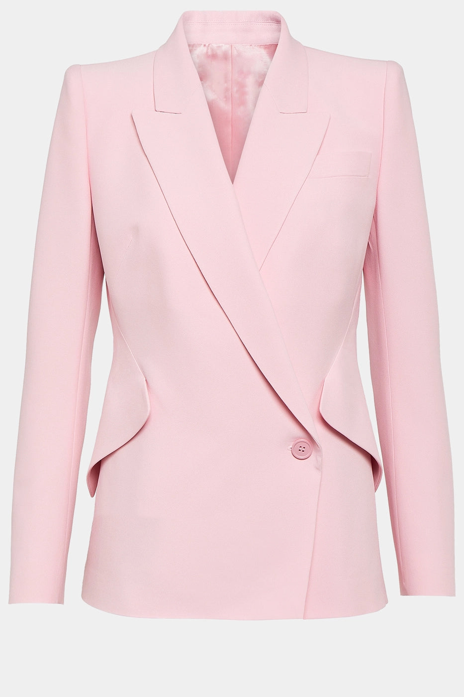 Sheila Pink Jacket in pastel pink with flattering front pockets.