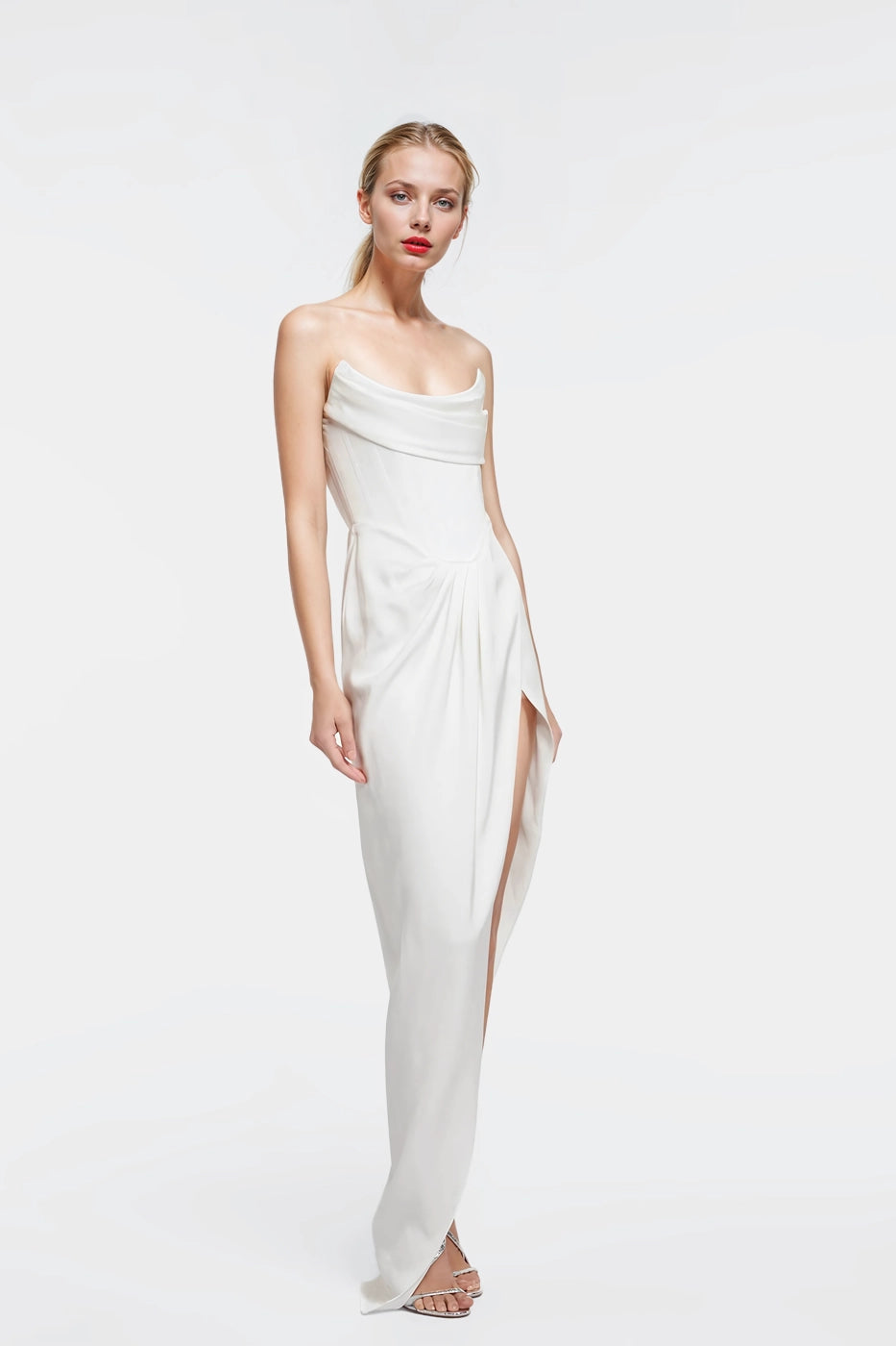 Emily satin crepe draped bustier gown - FELIPE ALBERNAZ