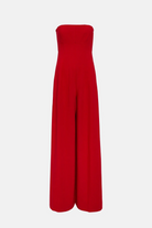 "Corset-style red jumpsuit for elegant evenings"