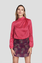 Silk Draped Top in vibrant fuchsia