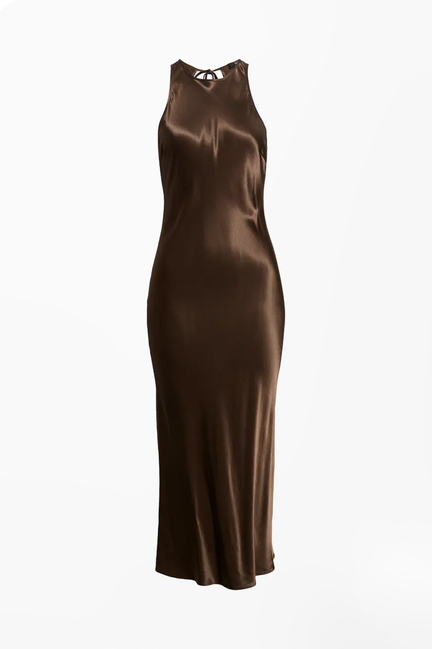 Satin Brown Midi Dress - FELIPE ALBERNAZ