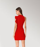 Lesi Red Ruffle Cocktail Mini Dress - FELIPE ALBERNAZ