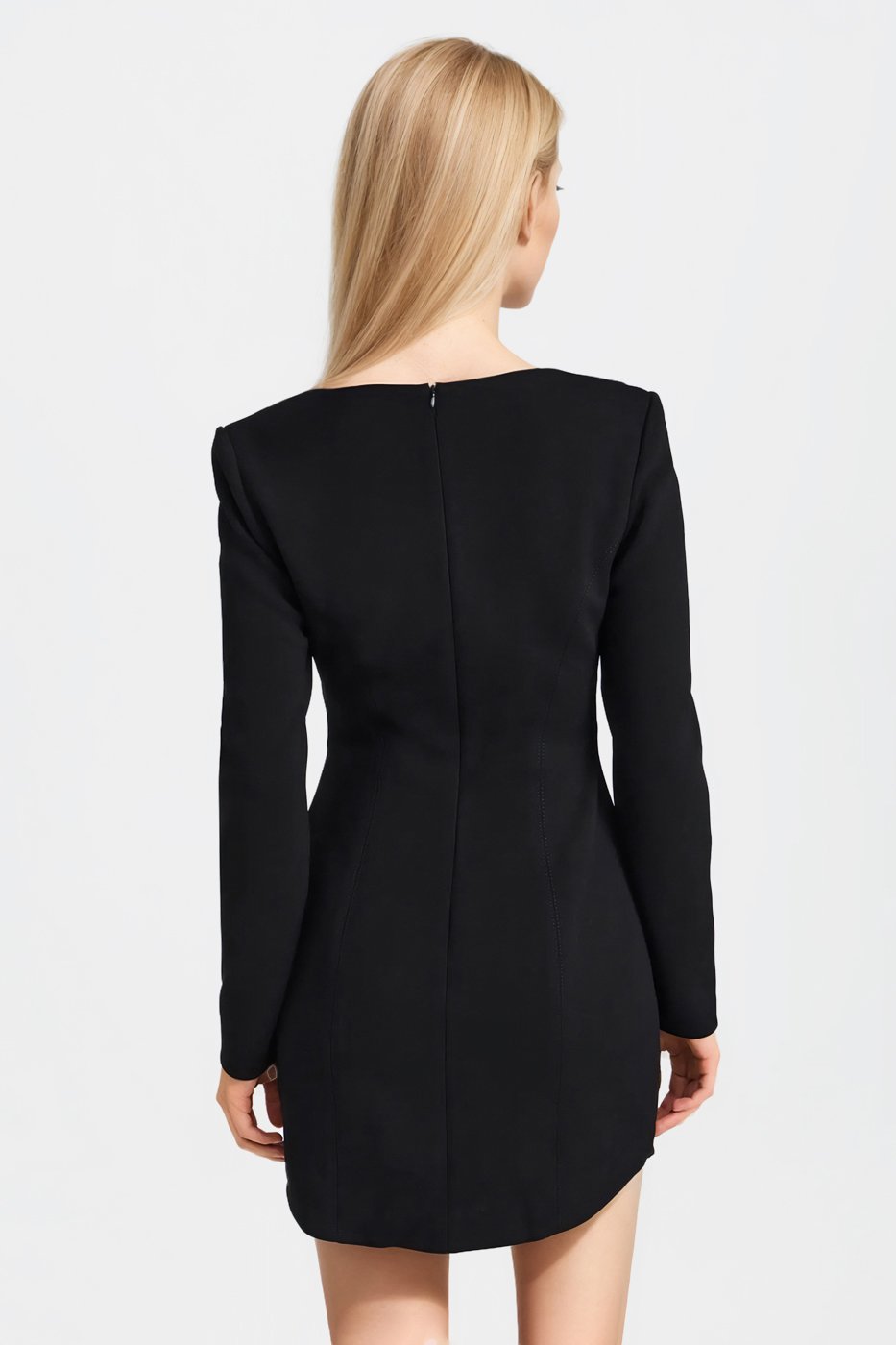 Mila Cut Out Black Dress with a square neckline and wave-shaped details