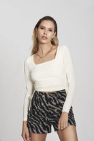 Alice Jersey Top in off-white, square neckline