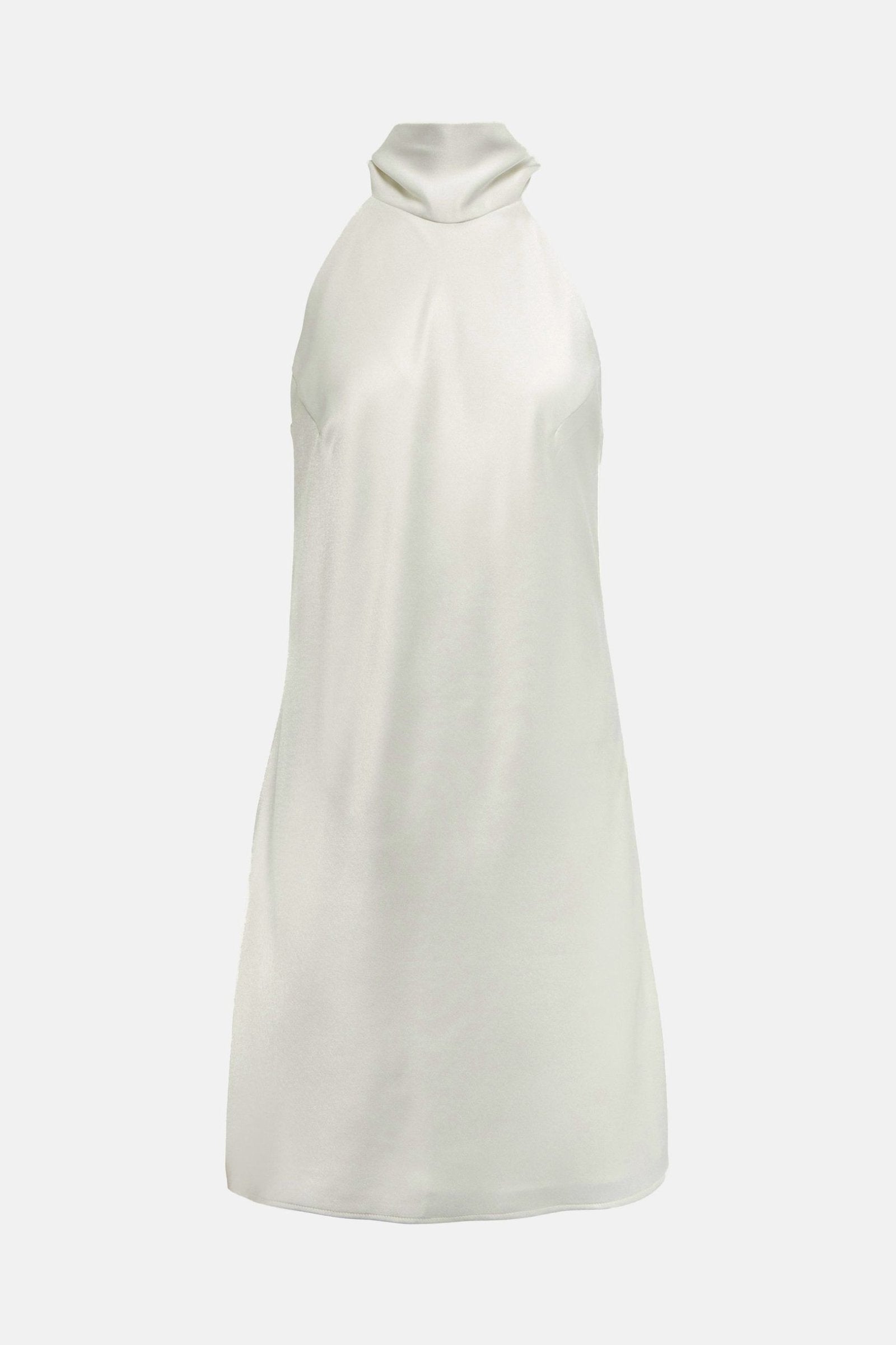 Elegant off-white Satin Halterneck Dress designed for modern brides.