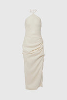 Elegant sleeveless linen maxi dress perfect for summer occasions.