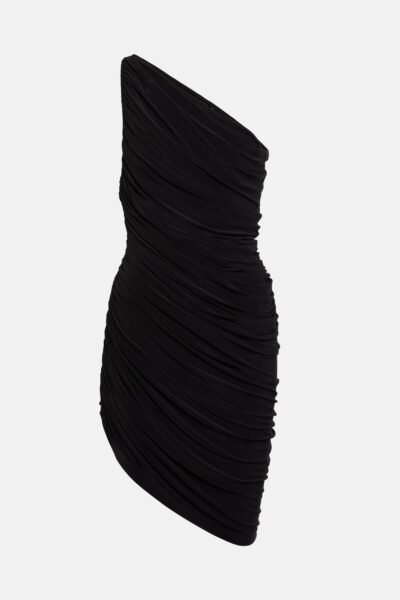 ruched-black-short-dress