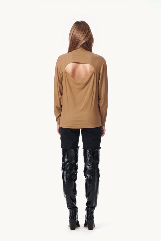 cut-out-camel-high-neck-top