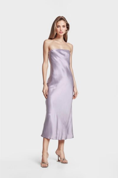 strapless mid lila dress