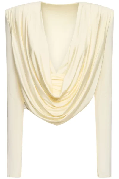 Alice Off-White Jersey Draped Top  - Front view