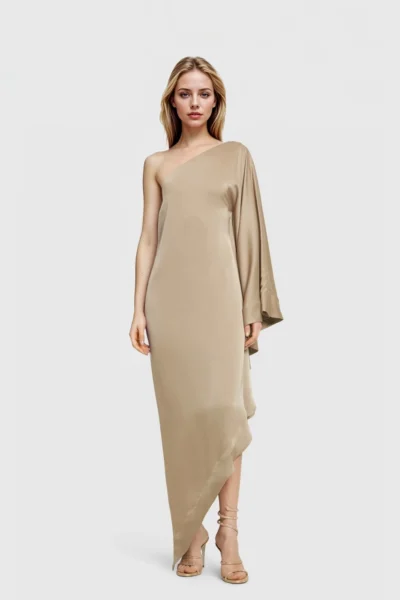 Alexa strapless asymmetric maxi dress