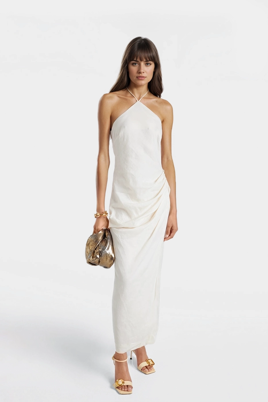 Liss halterneck linen maxi dress